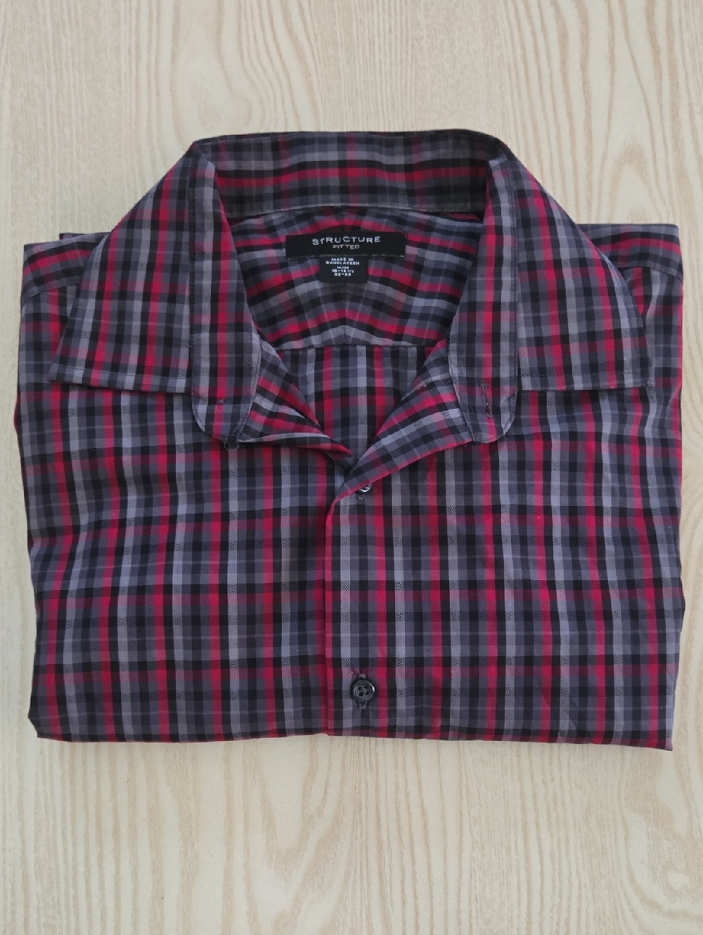 Structure Men’s Red & Gray Plaid Button-Down Shirt